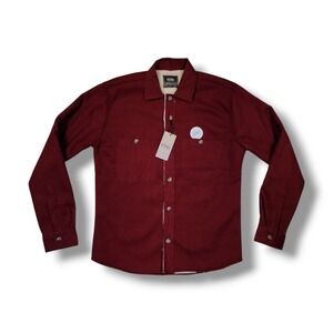 NoMad Sherpa Lined Canvas Button Up Dark Red Flannel Shacket Men's Small